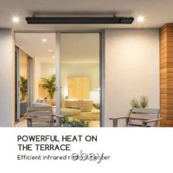 2400W Infrared Heater Bar Remote Control Black Wall Ceiling Mount IP44 Radiant