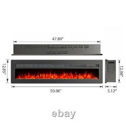 37/40/50/60/70inch Electric Fireplace LED Wall Mounted Inset Fire Remote Heater