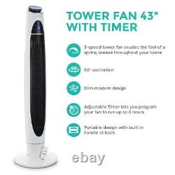 43 Digital Cooling Tower Fan 3 Speed 90° Oscillating Remote Control & Timer Air