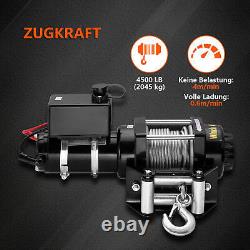 4500 Lb Electric Winch 12V Towing Truck Trailer Boat WithRemote Control Steel Rope