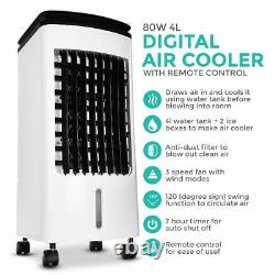 4Litre Portable Air Cooler Humidifier Evaporative Cool Fan Remote Swing 3 Speed