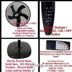 4pcs 16 Standing Fan Oscillating Pedestal Air Cooling With Remote Control Timer