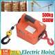 500kg Portable Electric Winch Steel Wire Rope Lifting Hoist Remote Control Tool