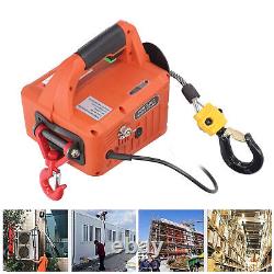 500kg Portable Electric Winch Steel Wire Rope Lifting Hoist Remote Control Tool