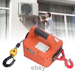 500kg Portable Electric Winch Steel Wire Rope Lifting Hoist Remote Control Tool