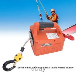 500kg Portable Electric Winch Steel Wire Rope Lifting Hoist Remote Control Tool