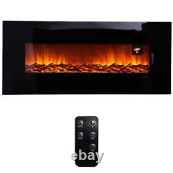 50INCH Large LED Flame Black Wall Mounted Electric Fire Warmer with Remote Control