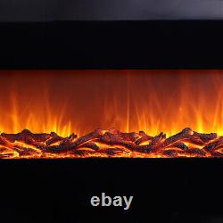 50INCH Large LED Flame Black Wall Mounted Electric Fire Warmer with Remote Control