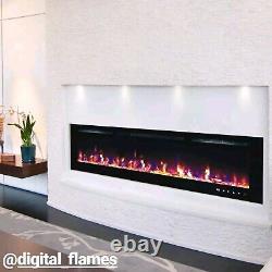50 60 72 82 Inch Led Hd+ Digital Flames Insert Wall Mounted Electric Fire 2022