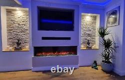 50 Black 3D 3 Sided Glass Panoramic LED HD+ Media Wall Electric Fire 2022