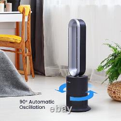 5 in 1 Electric Bladeless Heater/Fan with Remote Control 86x27x16Cm Grey Silver