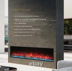 72 Inch E1800 LED 3D Panoramic Glass Media Wall Electric Fire Modern Flame HD