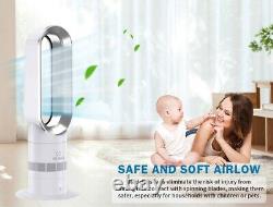 Bladeless Tower Fan & Heater with Remote Control, 35W Fan, 1650W Heating