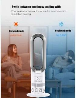 Bladeless Tower Fan & Heater with Remote Control, 35W Fan, 1650W Heating