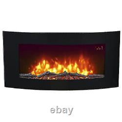 Contemporary Electric Fireplace Heater Black 2kW Thermostatic Remote Control