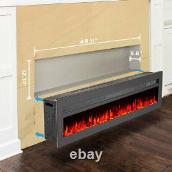 Electric 70 Wall Fireplace LED Inset Into Crystal Fire Freestand/Insert Mounted