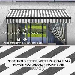 Electric Cassette Awning Retractable Stripe Sun Canopy Remote Control Grey/White