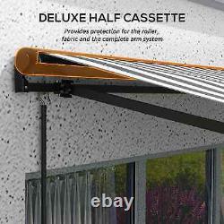 Electric Cassette Awning Retractable Stripe Sun Canopy Remote Control Grey/White