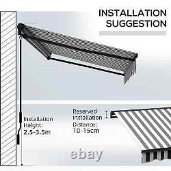 Electric Cassette Awning Retractable Stripe Sun Canopy Remote Control Grey/White