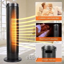Electric Ceramic Fan Tower Heater 3Mode Energy Efficient Remote Control Timer