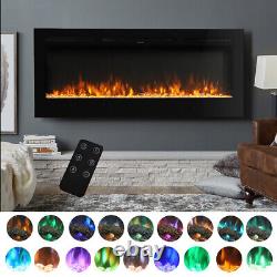 Electric Fire 50 Inch LED Insert Wall Hung 9 Colours Flame with Remote Control