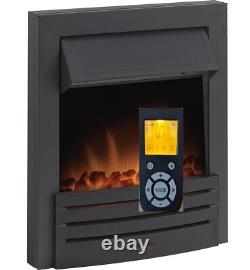 Electric Fire Black Steel Coal Flame Effect Led Remote Control Inset Bnib