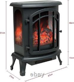 Electric Fire Wood Stove with Remote Control Portable Freestanding Fireplace