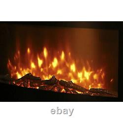 Electric Fireplace Heater 2kW Black Contemporary Thermostatic Remote Control
