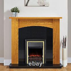Electric Fireplace Inset Heater LED Flame Effect Brass Black Remote Control 2kW
