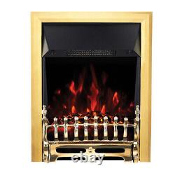 Electric Fireplace Inset Room Heater Realistic Flame Effect Brass Remote Control