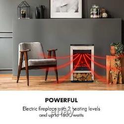 Electric Fireplace Space Heater Indoor Thermostat 900 / 1800 W LED Flames Cream