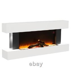 Electric Fireplace Suite Wooden Surround Remote Control LED Flame 52inch Heater