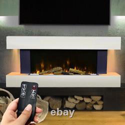 Electric Fireplace Suite Wooden Surround Remote Control LED Flame 52inch Heater