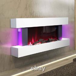 Electric Fireplace Suite Wooden Surround Remote Control LED Flame 52inch Heater