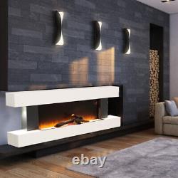 Electric Fireplace Suite Wooden Surround Remote Control LED Flame 52inch Heater