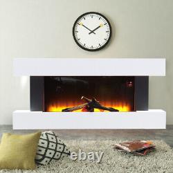 Electric Fireplace Suite Wooden Surround Remote Control LED Flame 52inch Heater