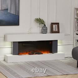 Electric Fireplace Suite Wooden Surround Remote Control LED Flame 52inch Heater