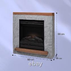 Electric Fireplace and Surround 1800 W Electric Fire Stove LED Flame Remote Grey