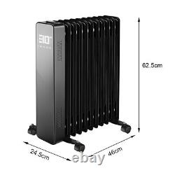 Electric Heater Radiator Oil Filled 2500W 11 Fin with Timer Thermostat Portable