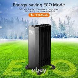 Electric Heater Radiator Oil Filled 2500W 11 Fin with Timer Thermostat Portable
