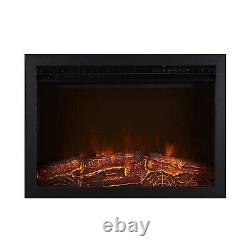 Electric Inset Fireplace Wall Mounted LED Black Flame Effect Remote Control 1kW