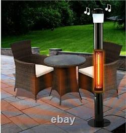 Electric Patio Heater, 1500W, 135cm, Remote Controled withBluetooth Speaker & LED's