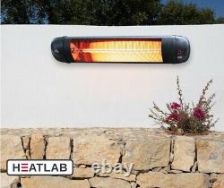 Electric Patio Heater Outdoor Wall Mounted Infrared Remote Control 2kW HeatLab
