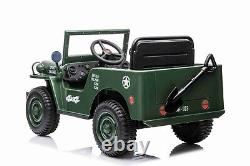 Electric Ride On Car 4wd 12v Jeep Vintage Classic Kids Childrens Parental Remote