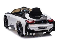 Electric Ride on Car White BMW i8 with Parental Remote Control 12v Battery
