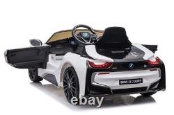 Electric Ride on Car White BMW i8 with Parental Remote Control 12v Battery