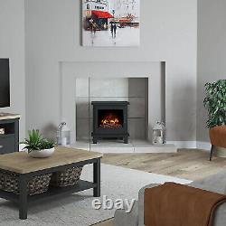 Electric Stove Wilmslow Black Matt Variable Heat Settings Remote Control 2kW