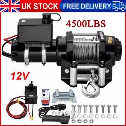 Electric Winch 12V 3500/4500lbs Heavy Duty Rope Remote Control UK