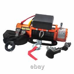 Electric Winch 12v 13500lbs Synthetic Rope Fairlead Remote Control 4x4 Trailer