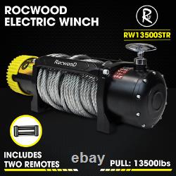 Electric Winch 135000lbs 12V RocwooD Steel Heavy Duty Fairlead Remote Control